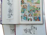 un livre ouvert sur lequel figure l'image d'un personnage de bande dessinée