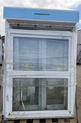 a large window that is sitting on a pallet