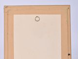 a painting of a cat sitting on top of a table next to a picture frame