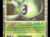 La carte Pokémon comporte l'image d'un personnage Pokémon vert.