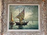une image d'un tableau représentant un voilier sur l'eau