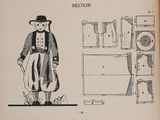 an old book with a drawing of a man in a top hat and coat
