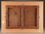 an old picture frame with a picture of a couple of doors