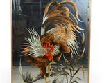 une image représentant un tableau représentant un coq, exposé dans un cadre