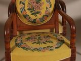 an image of a chair with a yellow seat and a yellow cushion