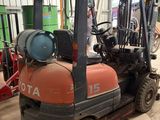 a forklift truck that is parked in a warehouse