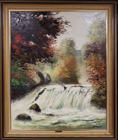 René ESPOSITO (XXème) « Le Thaurion ». Huile sur toile. Signée en...