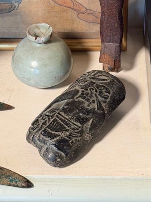 a picture of a collection of artifacts displayed on a table