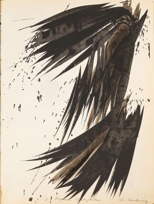 black and white drawing of two feathers on a piece of paper