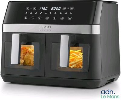 an image of a digital air fryer with french fries in it