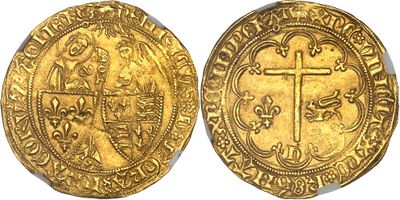 a gold coin with a cross on the front and a cross on the back