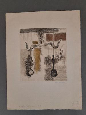 Marcel AMSLER (1928-2013). Montre et balance, eau-forte en c…