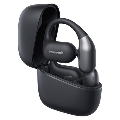 a pair of black earphones sitting on top of each other
