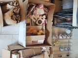 many boxes of clothes and other items in the closet