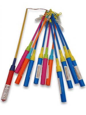 tout un tas de bâtonnets de différentes couleurs posés sur la table