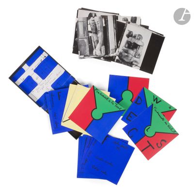 a group of cards with pictures of people and letters on them
