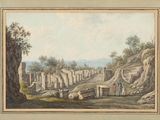 painting of a view of the ruins of a roman city