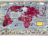 a picture of a map of the world in red and blue