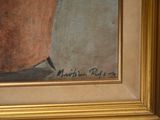 a picture of a painting of a vase with a pen in it
