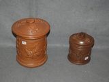 a brown container with a lid and a brown container with a lid