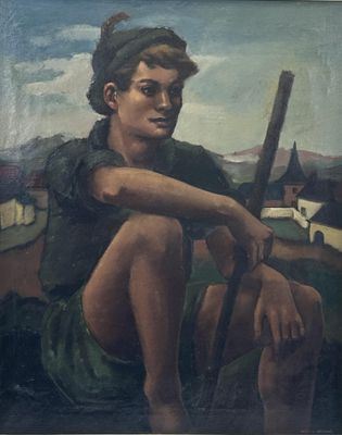 Antoine SERNEELS (1909-1999). Jeune randonneur au repos face…