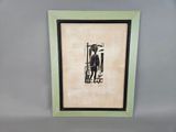 a picture of a framed picture of a man with a hat