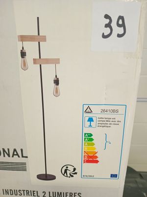 @@@ 1 lampadaire industriel 2 lumières bois et noir - NEUF E…