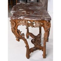 CONSOLE LOUIS XV en chêne patiné de forme mouvementée. (photo 2)