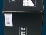 a black box with a white logo on it