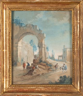 A la manière de Hubert Robert Scène de Village