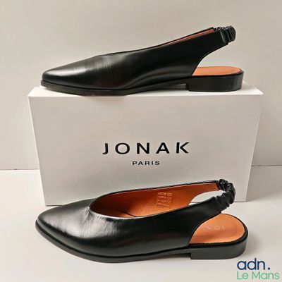 lonak women ' s black leather slip on shoes size 7 5