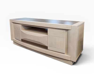 an image of a wooden entertainment center with a tv on it
