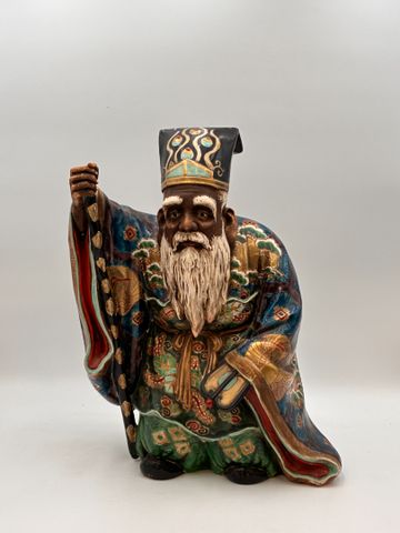 JAPON VERS 1920 : Importante statue de Jurijin en porcelaine de K...