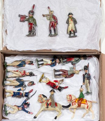 a box with a bunch of toy soldiers in it