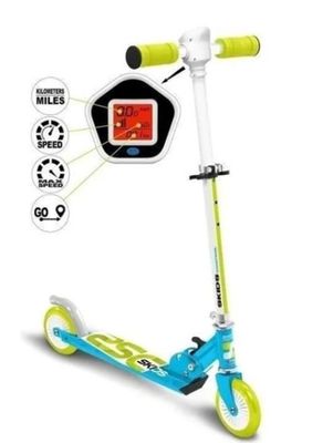 Trottinette pliable avec compteur de vitesse - bleu - Skids …