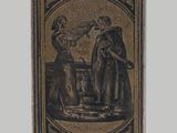 un étui à cigarettes ancien orné d'une image représentant une femme et un homme