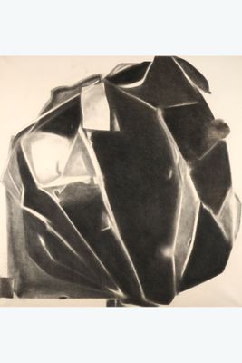 dessin au crayon représentant une image en noir et blanc d'un sac en papier