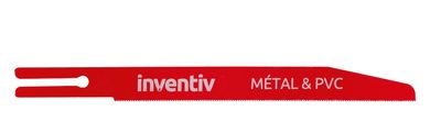une image représentant une lame métallique rouge sur laquelle figure le mot « inventity »