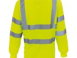 an image of a yellow safety vest with reflective stripes
