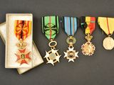 several medals and medals are in a box on a table