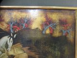 a picture of a painting of a man riding a horse