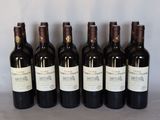 six bottles of wine are lined up on a table