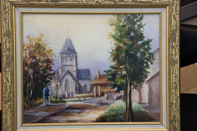 SELLE "Eglise d'Alizay", huile sur toile signée en bas à dro…