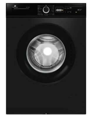 a black washing machine on a white background