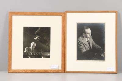 two black and white photographs of a man and a dog