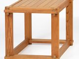 the side table is made of wood and has a square top