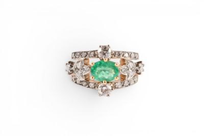 BAGUE en or jaune 750 millièmes et platine 850 millièmes gri…