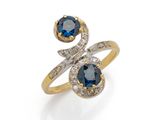 a sapphire and diamond bypass ring