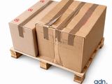boxes stacked on pallets on a pallet with a white background