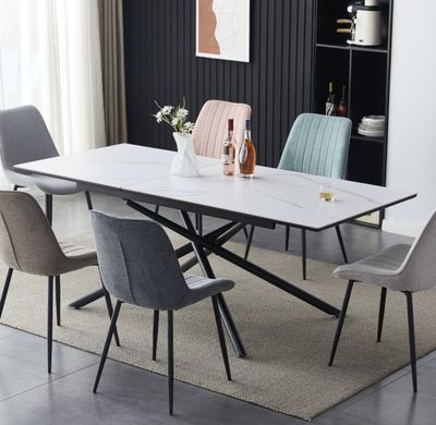 Table salle à manger extensible MINDY- effet marbre - dimens…